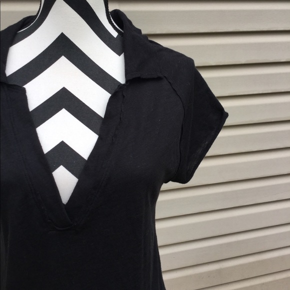 New Free People Black Pop Your Collar Tee - Picture 6 of 8